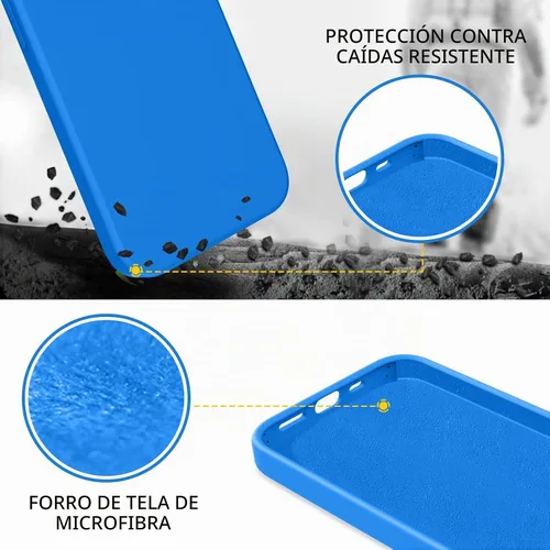 Vista 3 de Telaso Funda para iPhone 14, funda de goma de gel de silicona líquida suave, delgada y fina con forro de microfibra, Azul Klein