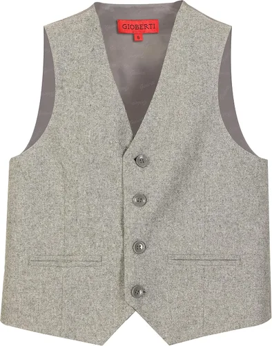 Vista 4 de Gioberti Chaleco de traje formal a cuadros Tweed para niño 63 - Gráfico Marrón