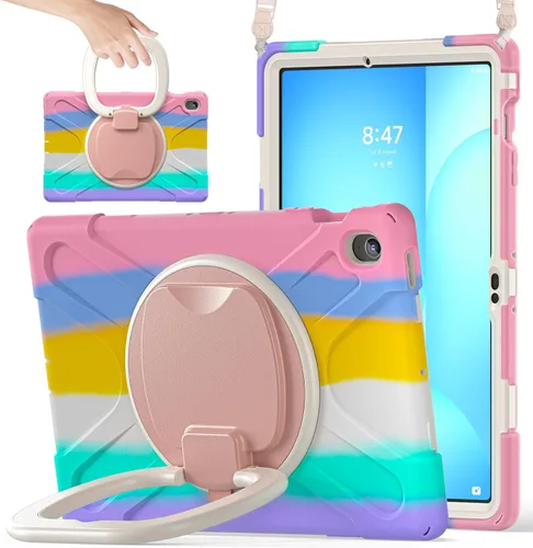 Vista 91 de 360 Rotation Case for Galaxy Tab ActivePro/Tab Active4 Pro/Active 5 Pro 10.1" Sturdy Cover Rotate Ring Stand Shoulder Carrying Strap Hand Strap