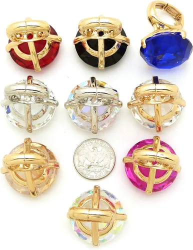 Vista 4 de Fashion 21 Anillo elástico de piedra colorida de cristal extra grande para mujer (marrón claro)