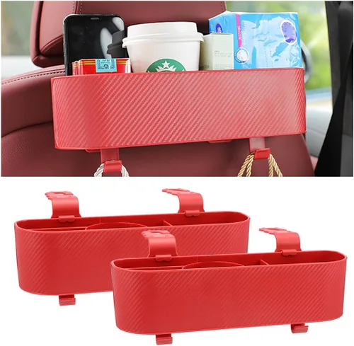 Vista 9 de BELOMI Organizador de reposacabezas del asiento trasero del automóvil con portavasos, caja de almacenamiento colgante del respaldo del asiento