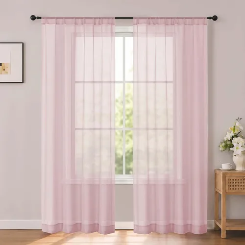 Vista 35 de OWENIE White Sheer Curtains 96 Inches Long 2 Panels for Living Room 52 Wide