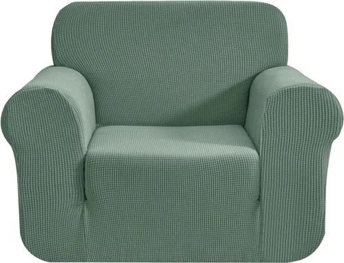 Vista 42 de CHUN YI - Funda elástica de 1 pieza para sillón grande, funda protectora suave de Jacquard con elastano, detalle de cuadros y parte inferior