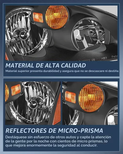 Vista 6 de Nilight - Conjunto de faros delanteros compatibles con Nissan Altima 2002, 2003, 2004. Carcasa negra, reflector ámbar, lente transparente. Faros