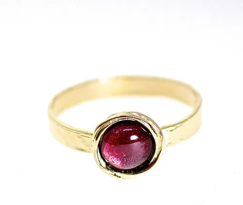 Vista 28 de Anillo de oro de piedras preciosas, anillo de piedra chapada en oro de 14 quilates, anillo de piedra apilable, anillo de oro de piedra pequeña