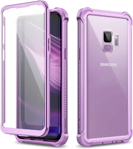 Vista 10 de Dexnor Funda compatible con Samsung Galaxy S9 con protector de pantalla, marco galvanizado, cubierta trasera transparente, resistente 360, cuerpo