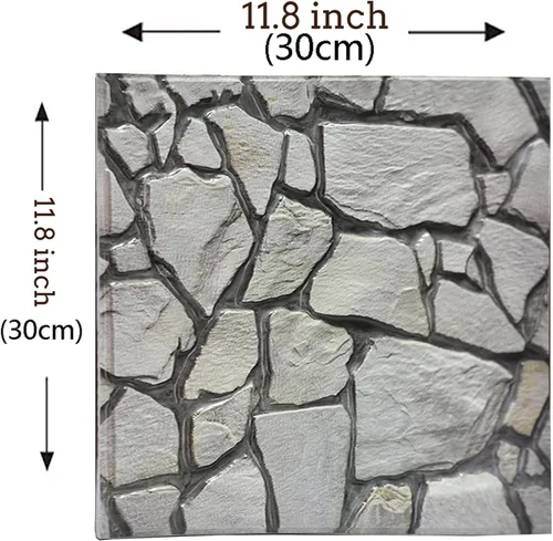 Vista 2 de Paneles de pared 3D de piedra sintética para despegar y pegar, 10 piezas autoadhesivas e impermeables, paneles de pared decorativos texturizados