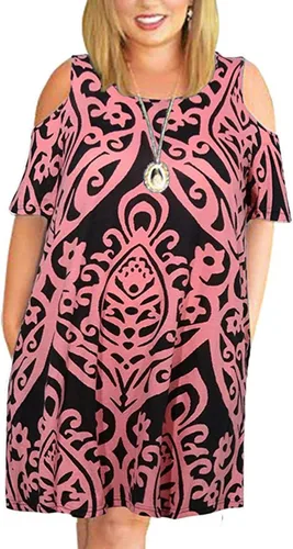 Vista 12 de Kancystore Vestido casual de verano para mujer, talla grande, con bolsillos Albaricoque