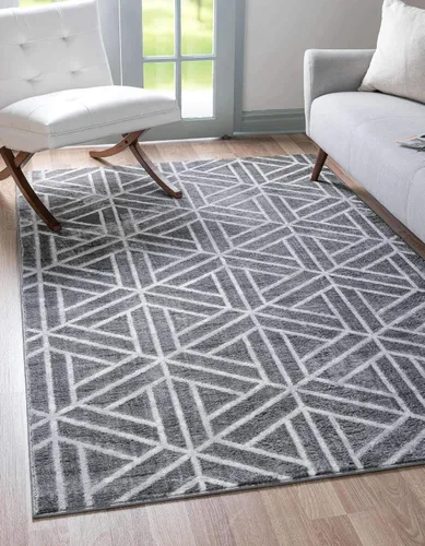 Vista 11 de Unique Loom Matrix Trellis Collection - Alfombra de área, diseño (2 pies x 6 pies 1 pulgada, color azul/marfil)