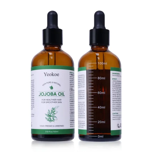 Vista 8 de Yeokoe Aceite de Jojoba Puro Prensado en Frío Sin Refinar Gua Sha para Cabello Más Saludable, Piel Más Suave, Aceite Hidratante Base Portador 3.52oz