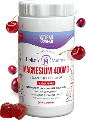 Vista 7 de Gomitas de citrato de magnesio para niños y adultos, sin azúcar, veganas y sin OMG para un mejor sueño y relajación, sabor a cereza sin alcohol