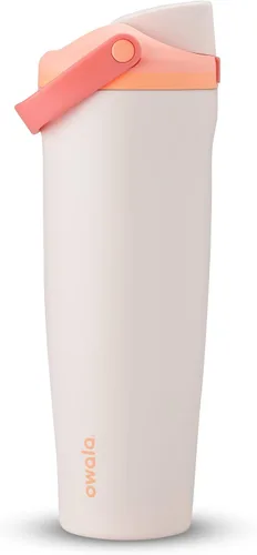 Vista 21 de Botella de agua Owala FreeSip con aislamiento de acero inoxidable con pico de dos vías, pajita incorporada y asa de cubo, fabricada para viajes