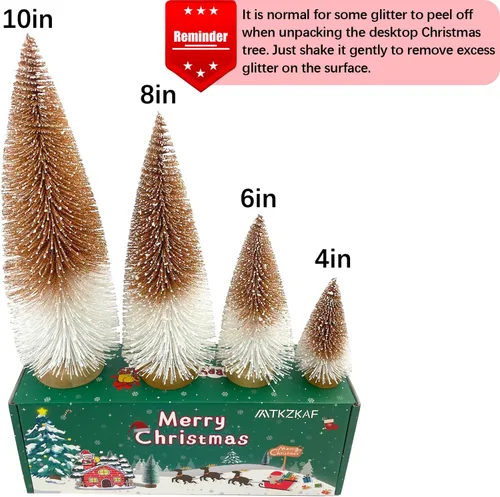 Vista 5 de Mini árboles de Navidad de cepillo para botellas, árboles de Navidad para decoraciones navideñas, multicolor para mesa, árbol de Navidad degradado