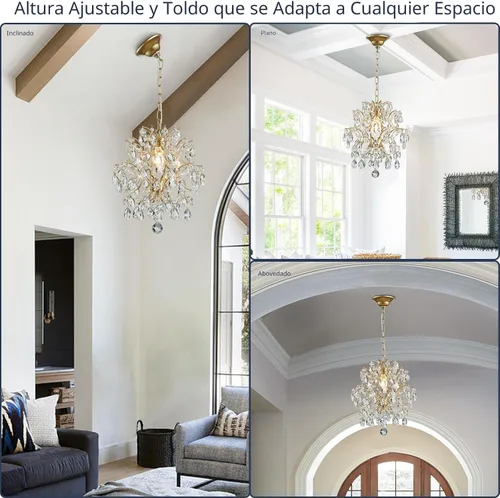 Vista 8 de Bestier Lámpara colgante moderna dorada con forma de gota de lluvia de cristal, lámpara de techo para comedor, baño, dormitorio, sala de estar Oro