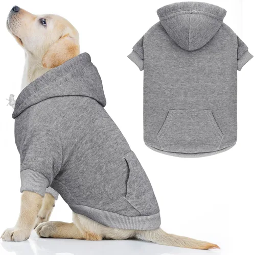 Vista 9 de Sudadera con capucha para perros pequeños, ropa de forro polar cepillado suave y liso, sudadera con capucha para mascotas con bolsillo (café-XS)