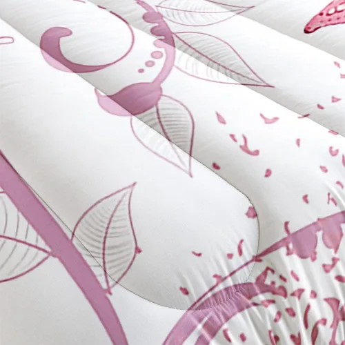Vista 3 de Juego de edredón romántico para niña de hada, mariposa, flor, hada, para niños y adolescentes, tamaño individual, alas rosas en un vestido floral