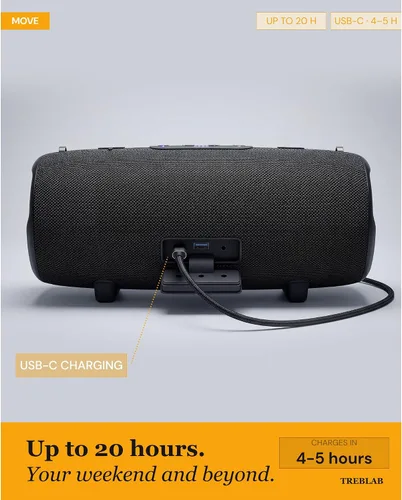 Vista 4 de TREBLAB Altavoz inalámbrico ultra fuerte, sonido estéreo de 60 W con graves profundos, tiempo de reproducción de 20 horas, banco de energía