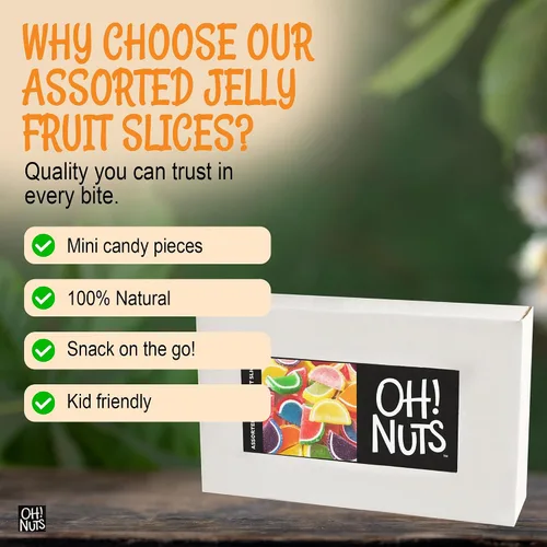 Vista 5 de Oh! Nuts Jelly Fruit Slices - Caramelos grandes surtidos de azúcar, bolsa a granel de 5 libras Confitería tradicional de gomitas masticables