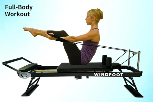 Vista 11 de Pilates Reformer Machine Equipment with Springs & Cords for Home Workout, Foldable Pilates Equipment with Jump Board for All Level Users