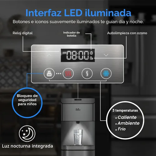 Vista 7 de Brio Moderna - Dispensador de enfriador de agua de carga inferior, triple temperatura, temperatura ajustable, autolimpieza, dispensador táctil