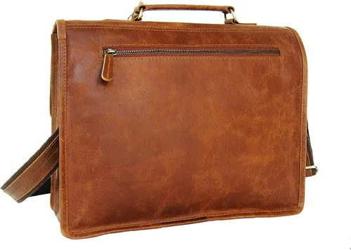 Vista 6 de Leftover Studio - Bolso bandolera para ordenador portátil de piel con aspecto retro, marrón