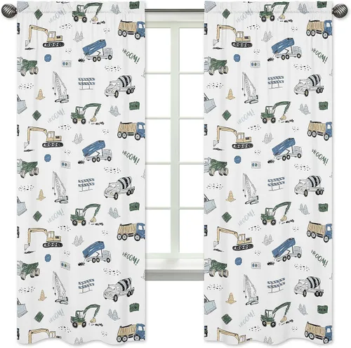 Vista 9 de Sweet Jojo Designs Paneles de tratamiento de ventanas azul marino, verde lima y blanco para colección de rayas, juego de 2