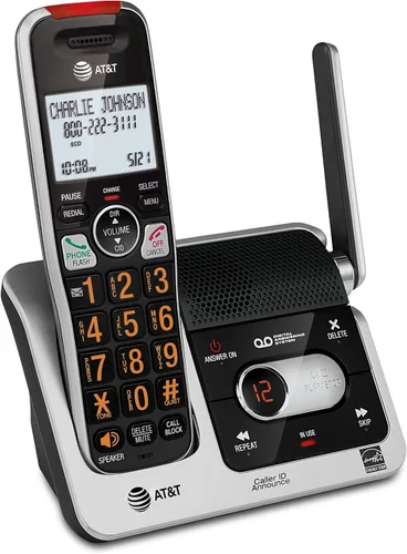 Vista 13 de AT&T BL102 DECT 6.0 Teléfono inalámbrico para el hogar con contestador, bloqueo de llamadas, locutor de identificación de llamadas, asistencia