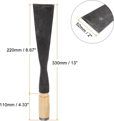Vista 2 de HARFINGTON Cincel de madera recto de 2 pulgadas, hoja de borde biselado, herramientas manuales para carpintería con mango redondo para tallar muebles