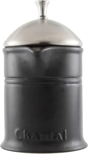 Vista 4 de Chantal Prensa francesa de gres con émbolo y tapa de acero inoxidable, capacidad de 16 onzas, negro mate Mate negro