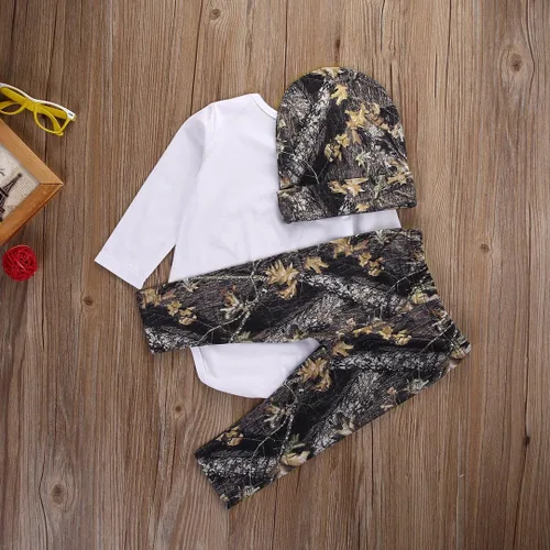 Vista 5 de Conjunto de ropa de manga larga con letras de ciervo para recién nacidos y niños