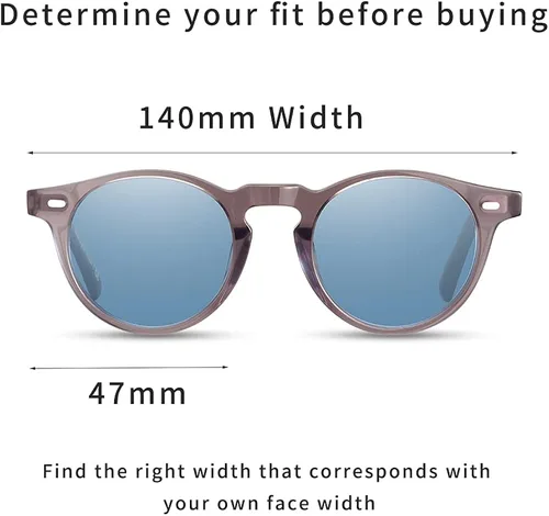 Vista 2 de EyeGlow Gafas de sol redondas vintage para hombre, lentes de sol retro para mujer, material de acetato de lente polarizado