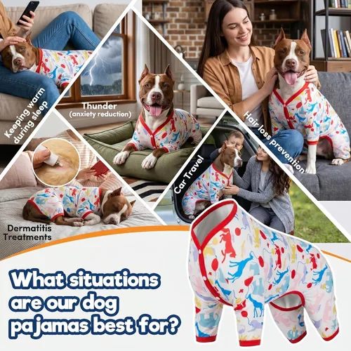 Vista 4 de LovinPet Pijama gigante para perros grandes, camisa de recuperación quirúrgica para perros grandes, pijamas para mascotas para perros, para dejar