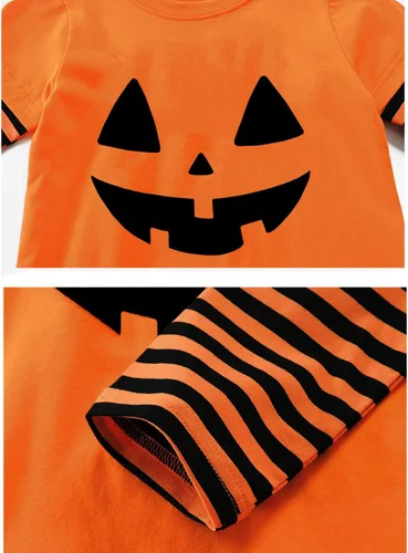 Vista 5 de CM-Kid Camisa de Halloween para niños pequeños y niñas, diseño de calabaza, esqueleto, fantasma, dinosaurio, rayas, camisetas de manga larga
