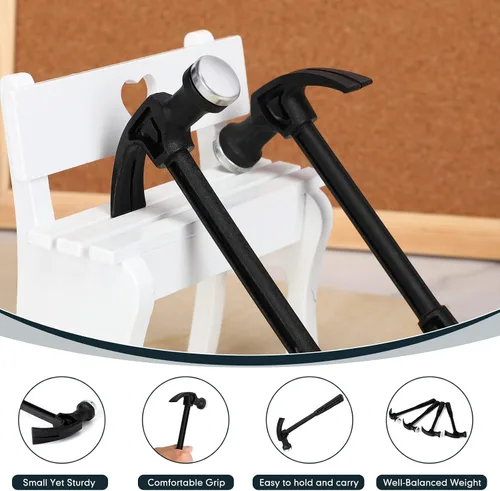 Vista 4 de WILLBOND 30 piezas de mini martillo de plástico de 7.3 pulgadas de seguridad para niños, adecuado para bricolaje, carpintería, decoración