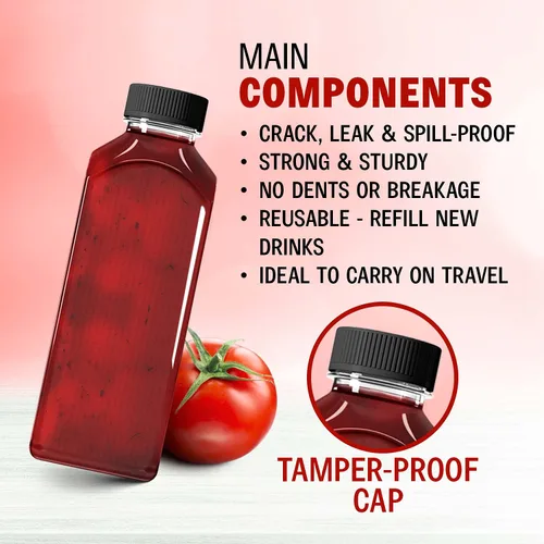 Vista 6 de Takeout Depot - Paquete de 100 botellas de plástico de 16 onzas con tapas - Perfecto para tu agua, jugo o batido - Botellas de plástico PET
