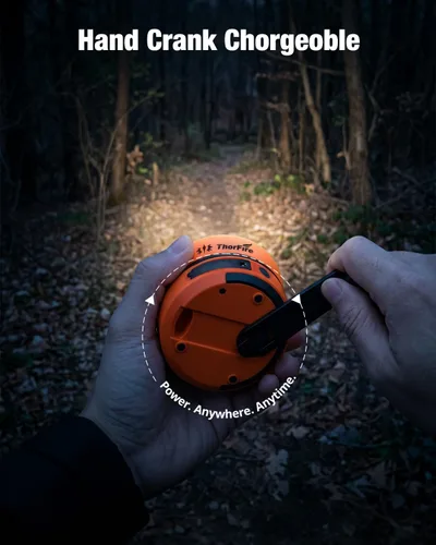 Vista 3 de THORFIRE - Linterna de campamento de manivela de mano, 2 unidades, luz LED plegable 2 en 1 recargable por USB, supervivencia de emergencia por
