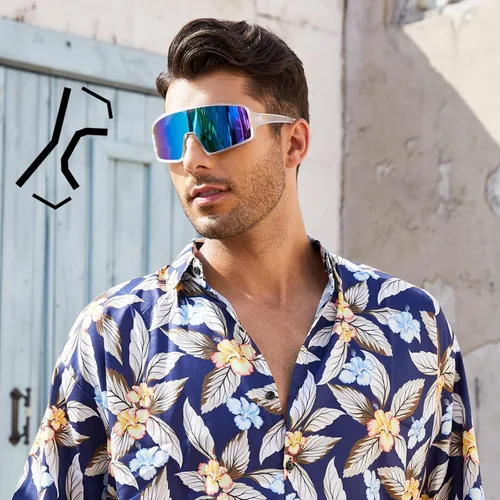 Vista 2 de Karsaer Vision - Lentes de sol grandes con visera de neón envolvente estilo de los años 80 y 90