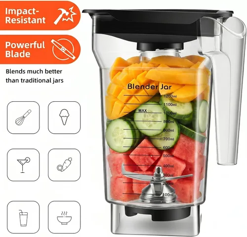 Vista 5 de Tarro de repuesto de 75 onzas compatible con licuadora Blendtec, jarra de contenedor que se adapta a todos los modelos de consumo y comerciales