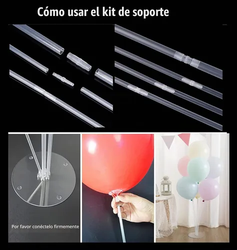Vista 8 de 2 juegos de soportes para globos de 28 pulgadas con base, kit de soporte de columna de globo transparente reutilizable para mesa, incluye pegamento