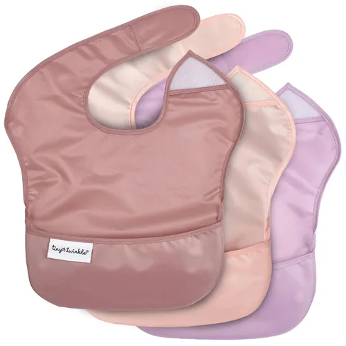 Vista 13 de Tiny Twinkle Baberos Antiderrame para Comer para Bebé Baberos Impermeables y Limpiables para Niños Pequeños con Bolsillo de Recolección Baberos