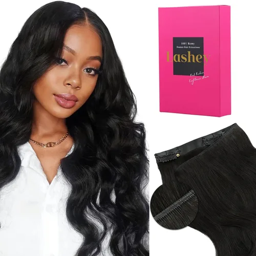 Vista 79 de Lashey Extensiones de cabello humano con clip, sin costuras, #1, color negro azabache, extensiones de cabello humano real, extensiones de cabello