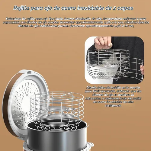 Vista 3 de Fermentador de ajo negro 5L Control inteligente automático completo Garlics Maker Multi Clove Garlic Cooker 110V con tiempo ajustable y función