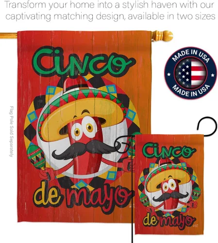 Vista 4 de Amigo Chili Cinco de Mayo Casa de Verano Fiesta Mexicana Cactus Piñata al aire libre Verano Sunny Decoración Banner Pequeño Jardín Patio Regalo