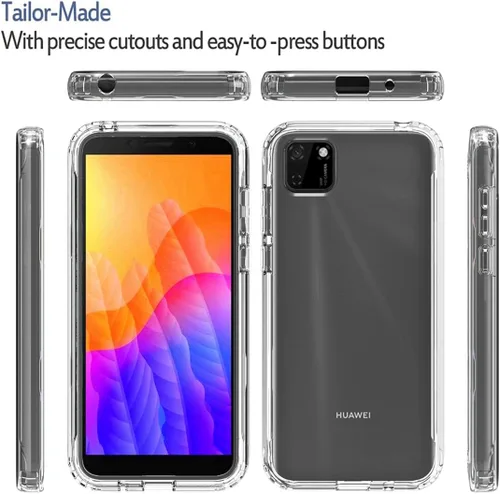 Vista 5 de Funda transparente compatible con Huawei Y5P, funda DRA-LX9 con protector de pantalla de vidrio templado, bonito protector de cristal a prueba