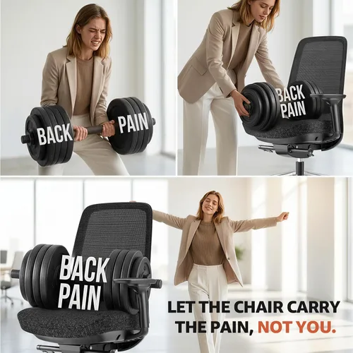Vista 4 de ErgoSift M2 - Silla ergonómica de oficina – Silla de escritorio de malla con respaldo alto con soporte lumbar ajustable, reposabrazos 4D para largas