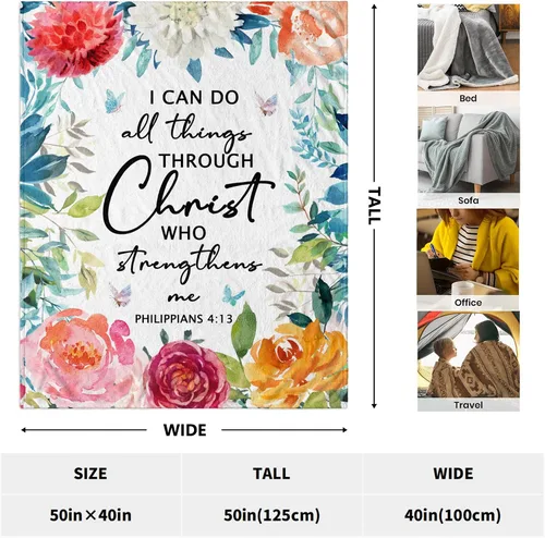 Vista 2 de CUJUYO Regalos cristianos para mujeres Manta 50"x40", Regalos inspiradores religiosos católicos espirituales de cumpleaños para mujeres Manta suave
