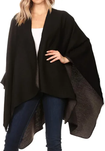 Vista 3 de Sakkas Mari - Manta reversible para mujer, diseño de poncho grande