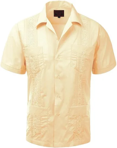 Vista 23 de vkwear Guayabera - Camisa de vestir casual con botones y manga corta para hombre