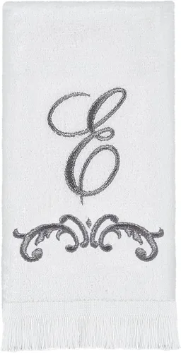 Vista 11 de Avanti Monogram - Toalla para dedos en forma de F, color blanco/peltre