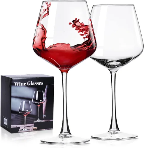 Vista 11 de PARACITY Juego de 2 copas de vino, tallo largo de 10 onzas para vino tinto